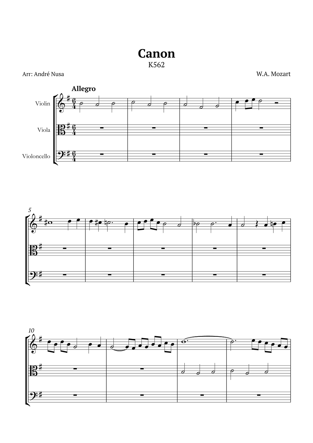 Canon K562 (arr. André Nusa)