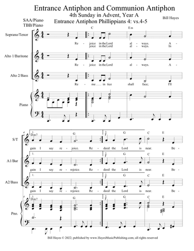 Antiphons for 4th Sunday in Advent, Year A