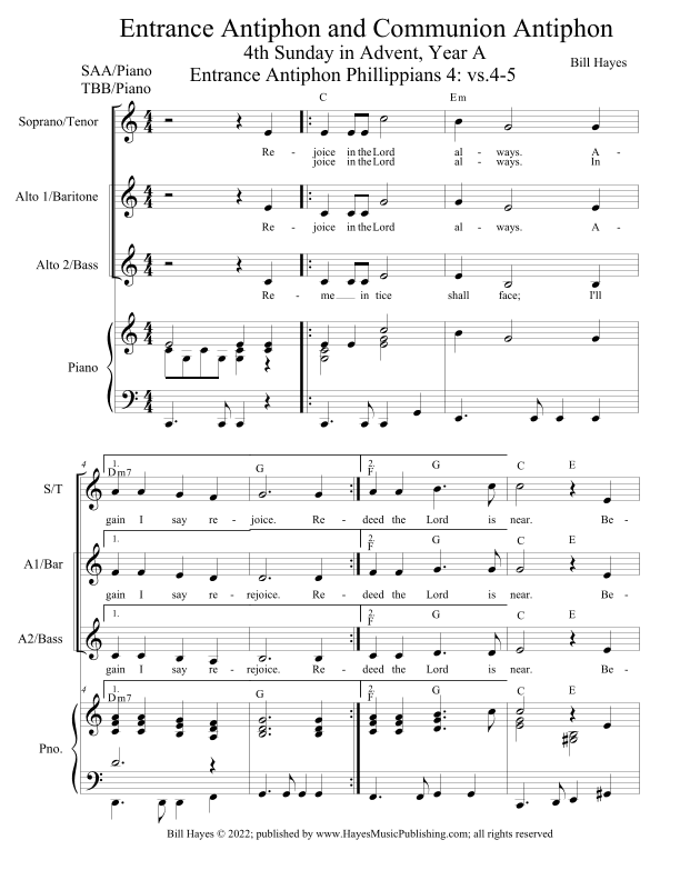 Antiphons for 4th Sunday in Advent, Year A