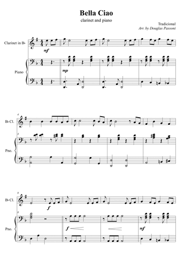 Bella Ciao (clarinet and piano) (arr. Douglas Passoni)