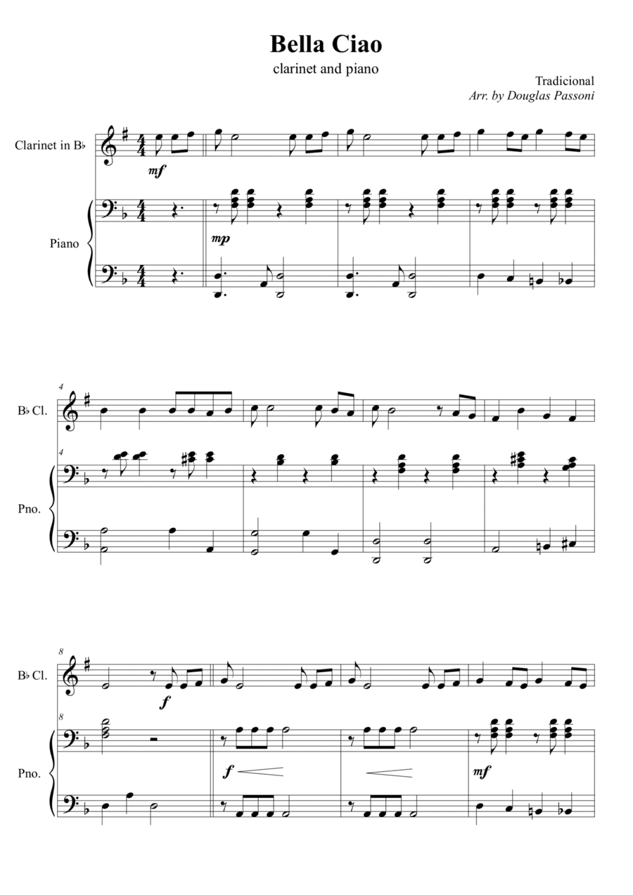 Bella Ciao (clarinet and piano) (arr. Douglas Passoni)