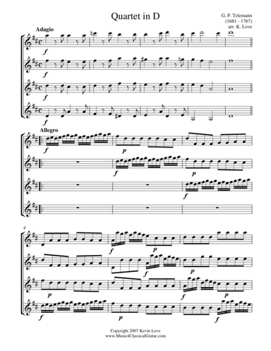 Quartet in D (Guitar Quartet) - Score and Parts (arr. Kevin Love)