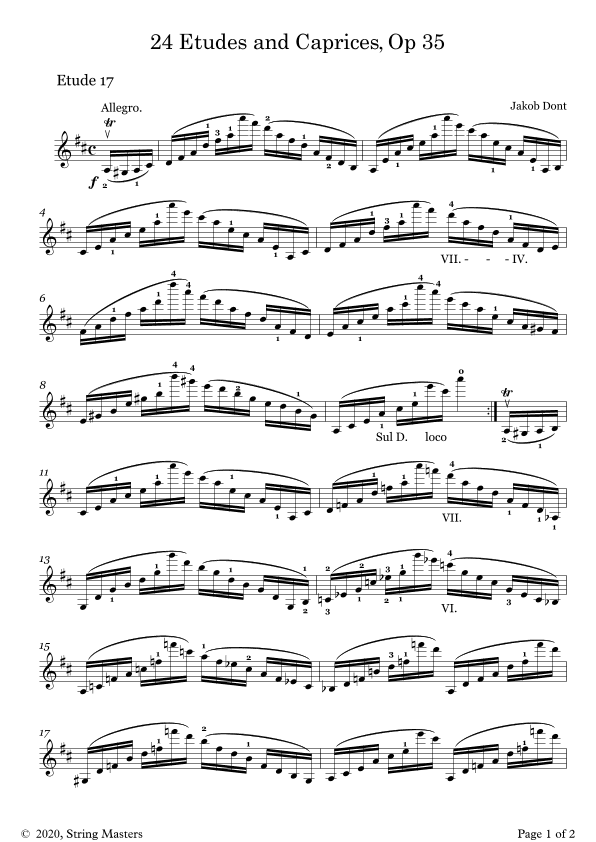 DONT 24 Etudes and Caprices Op35, for Violin No 17 (arr. String Masters)