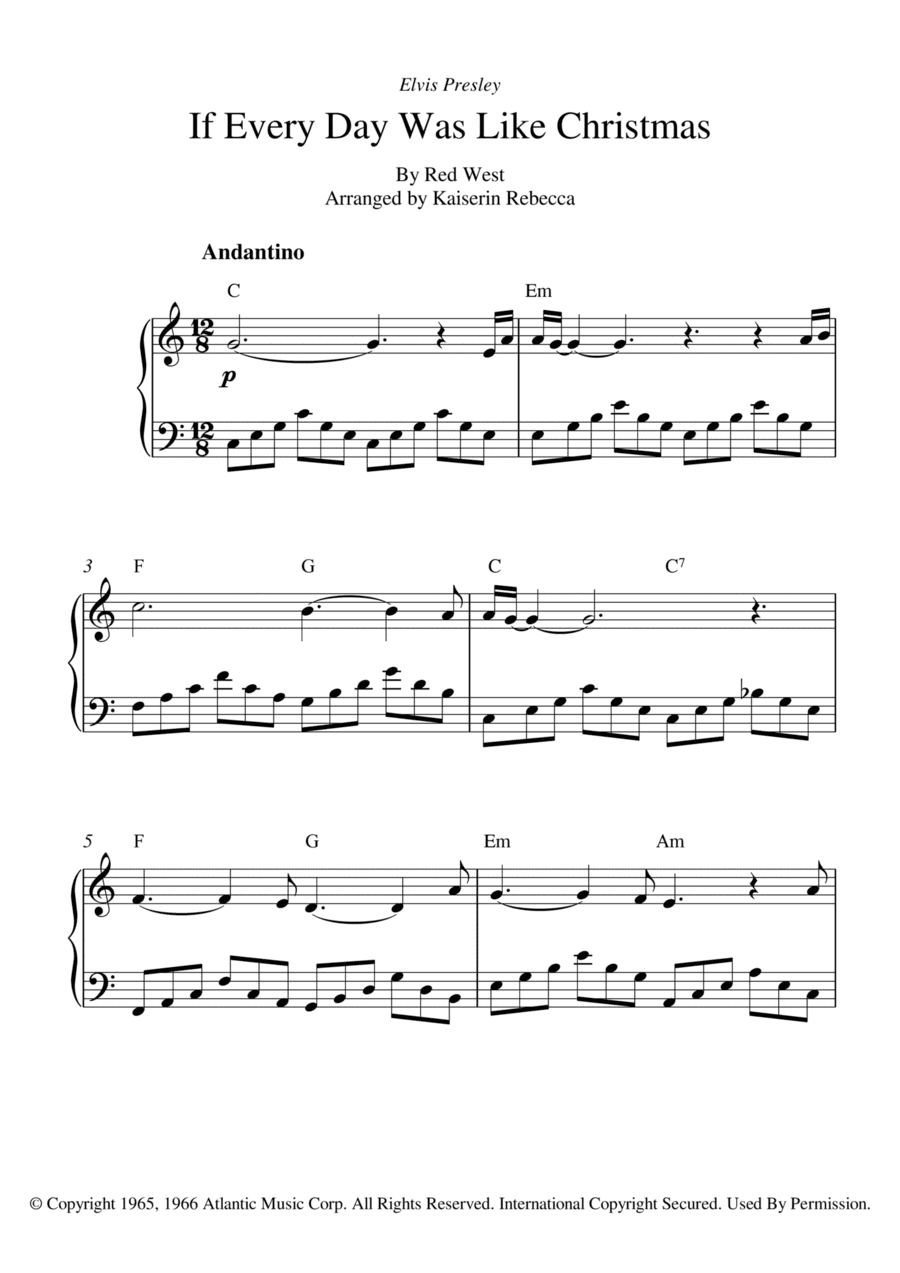 If Every Day Was Like Christmas (arr. Kaiserin Rebecca)