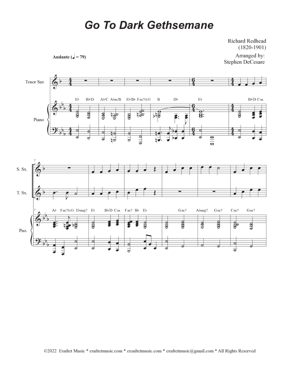 Go To Dark Gethsemane (Duet for Soprano and Tenor Saxophone) (arr. Stephen DeCesare)