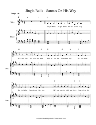Jingle Bells - Santa's On His Way Key of D (arr. Connie Boss)