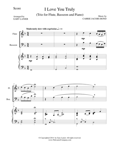 I LOVE YOU TRULY (Trio – Flute, Bassoon, and Piano with Score and Parts) (arr. Gary Lanier)