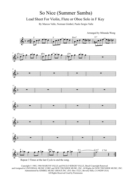 So Nice (summer Samba) (arr. Miranda Wong)