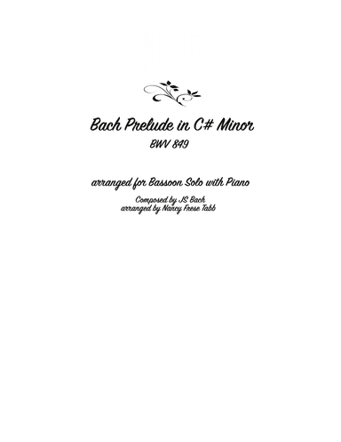 Bach Prelude in C# Minor (BWV 849) for Solo Bassoon and Piano (arr. Nancy Frese Tabb)