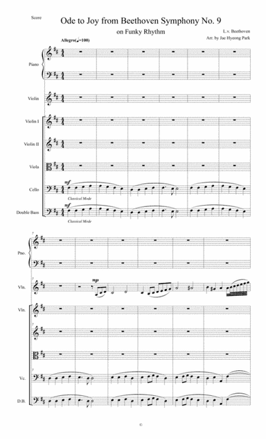 Ode to Joy, Beethoven 9th Symphony 4th movement Funky Version (arr. Jae H Park)
