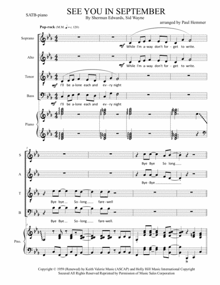 See You In September (arr. Paul Hemmer)