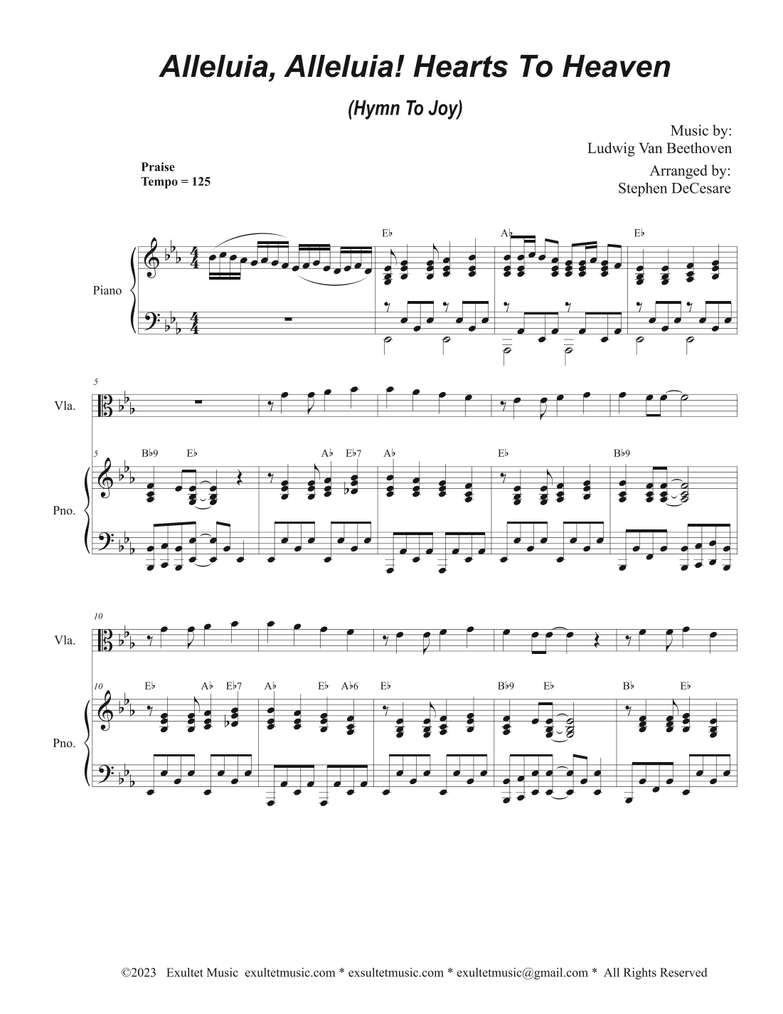 Alleluia, Alleluia! Hearts To Heaven (Viola solo and Piano) (arr. Stephen DeCesare)