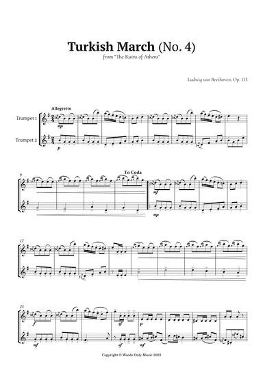 Turkish March by Beethoven for Trumpet Duet (arr. Ander)