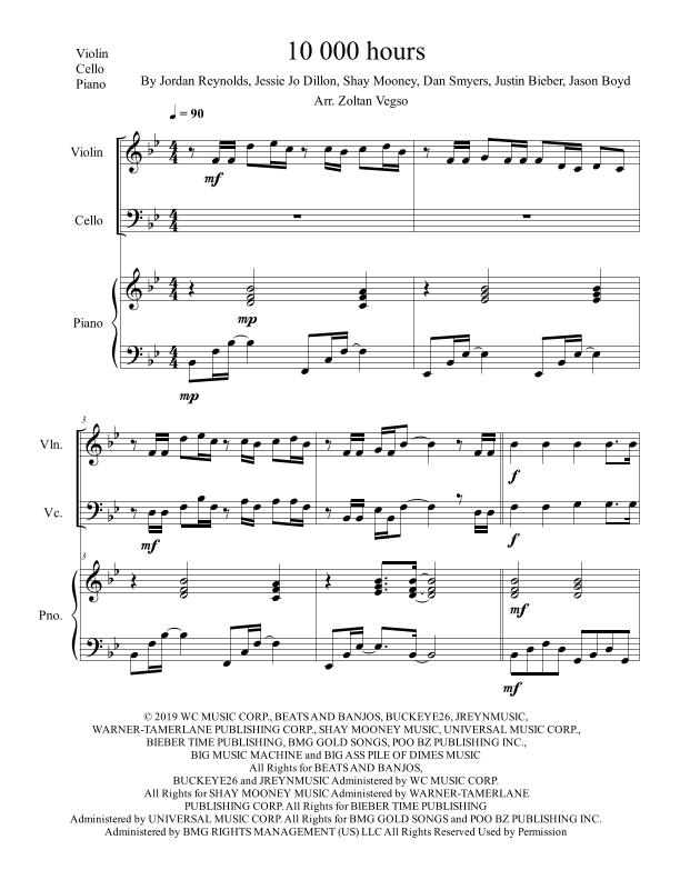 10,000 Hours (arr. Zoltan Vegso)