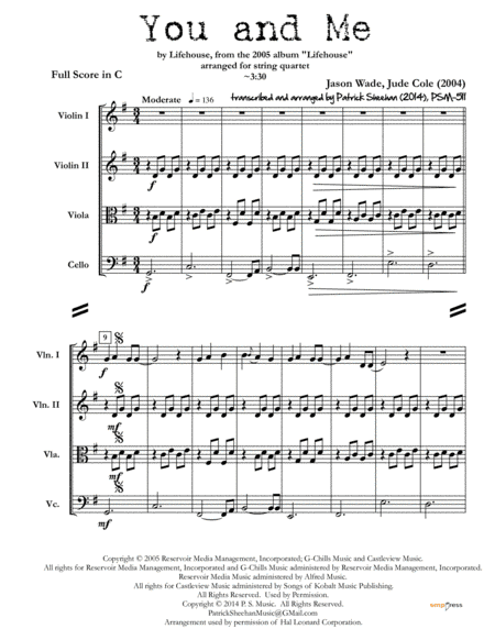 You And Me (arr. Patrick Sheehan)