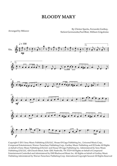 Bloody Mary (arr. Milanov)
