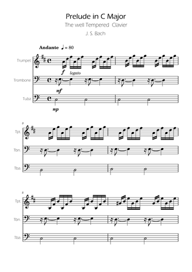 Prelude 1 in C Major BWV 846 (from Well-Tempered Clavier Book 1) for Brass Trio (arr. Ygor Nunes)
