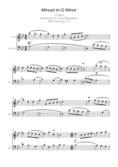 Minuet in G minor BWV Anh. 115 - Bach - Flute and Basson (arr. Ygor Nunes Silva)