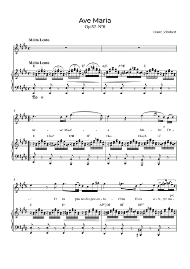 Ave Maria Schubert - Contralto with chords in E (arr. Alex Nunes Rodrigues)