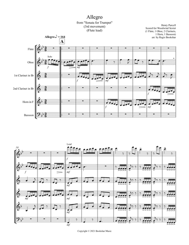 Allegro (from "Sonata for Trumpet") (Bb) (Woodwind Sextet - 1 Flute, 1 Oboe, 2 Clar, 1 Hrn, 1 Bassoo (arr. Regis Bookshar)