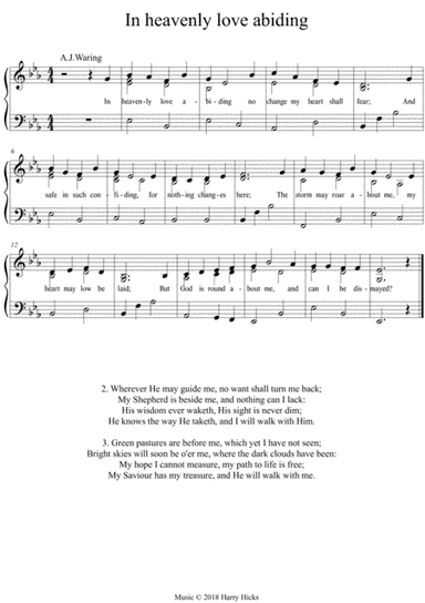 In heavenly love abiding. A new tune to a wonderful old hymn.