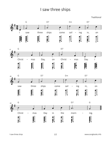 I saw three ships (arr. songbooks.info)