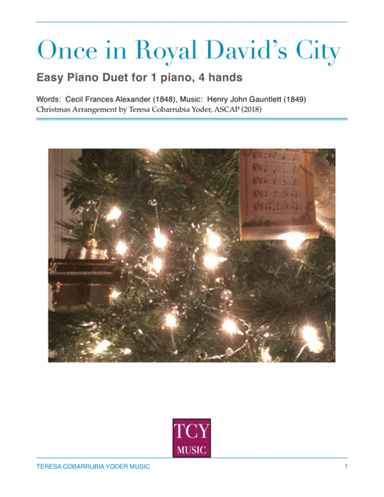 Once in Royal David's City - Easy Piano Duet by Teresa Cobarrubia Yoder (arr. Teresa Cobarrubia Yoder, ASCAP)