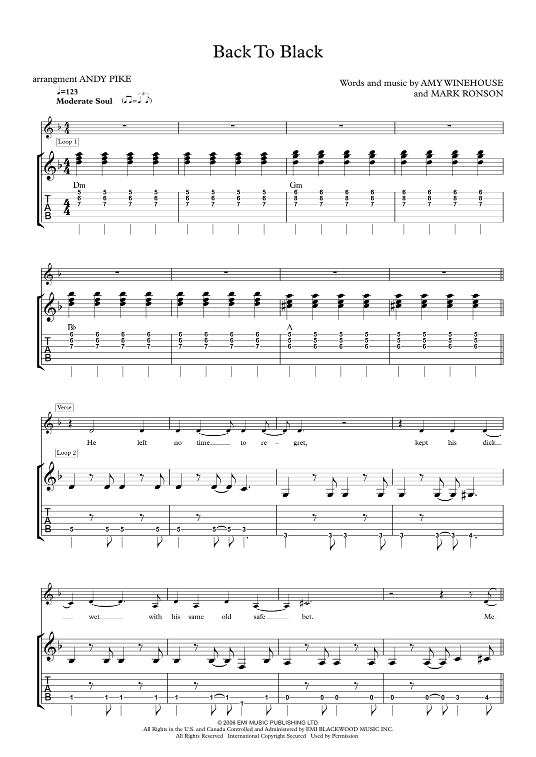 Back To Black (arr. Andy Pike)