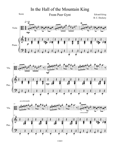 In the Hall of the Mountain King (Viola Solo with Piano Accompaniment) (arr. B. C. Dockery)