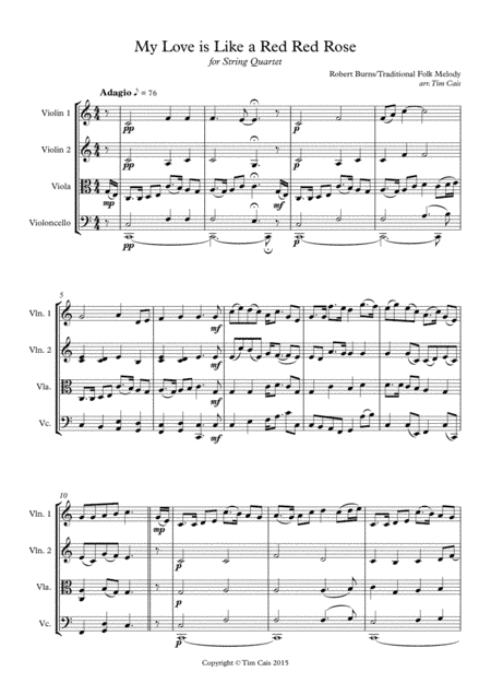 My Love Is Like A Red, Red Rose - String Quartet (arr. Tim Cais)