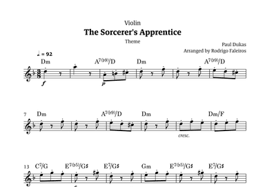 The Sorcerer's Apprentice theme (arr. Rodrigo Faleiros)