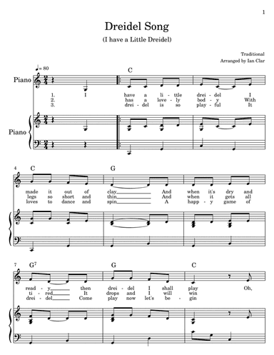 Dreidel Song (I Have A Little Dreidel) (arr. Ian Clar)