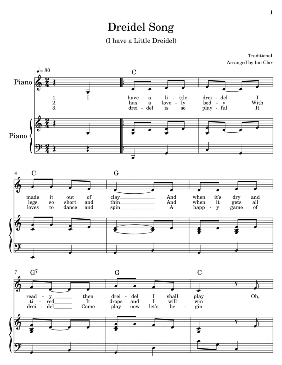 Dreidel Song (I Have A Little Dreidel) (arr. Ian Clar)