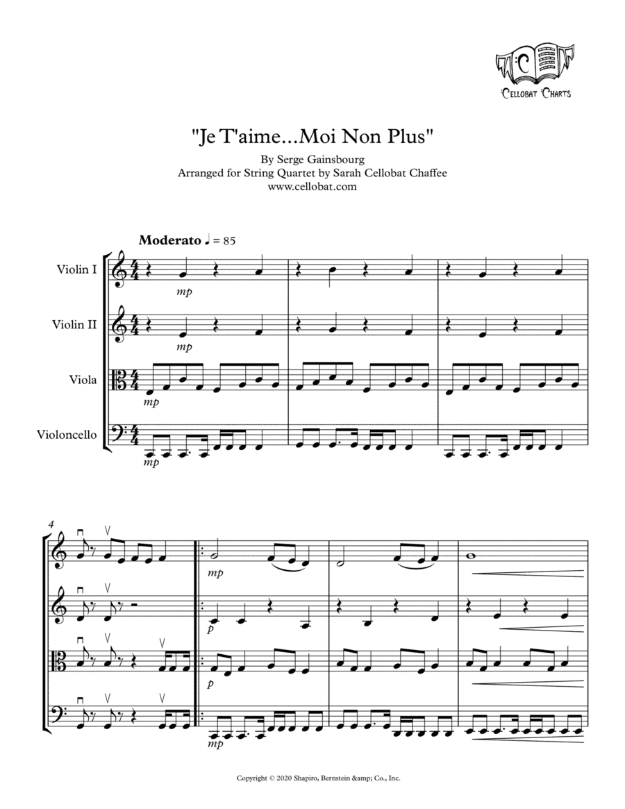 Je T'aime Moi Non Plus (arr. Sarah Cellobat Chaffee)