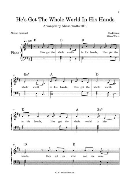 He's Got The Whole World In His Hands (arr. Aliese Watts)