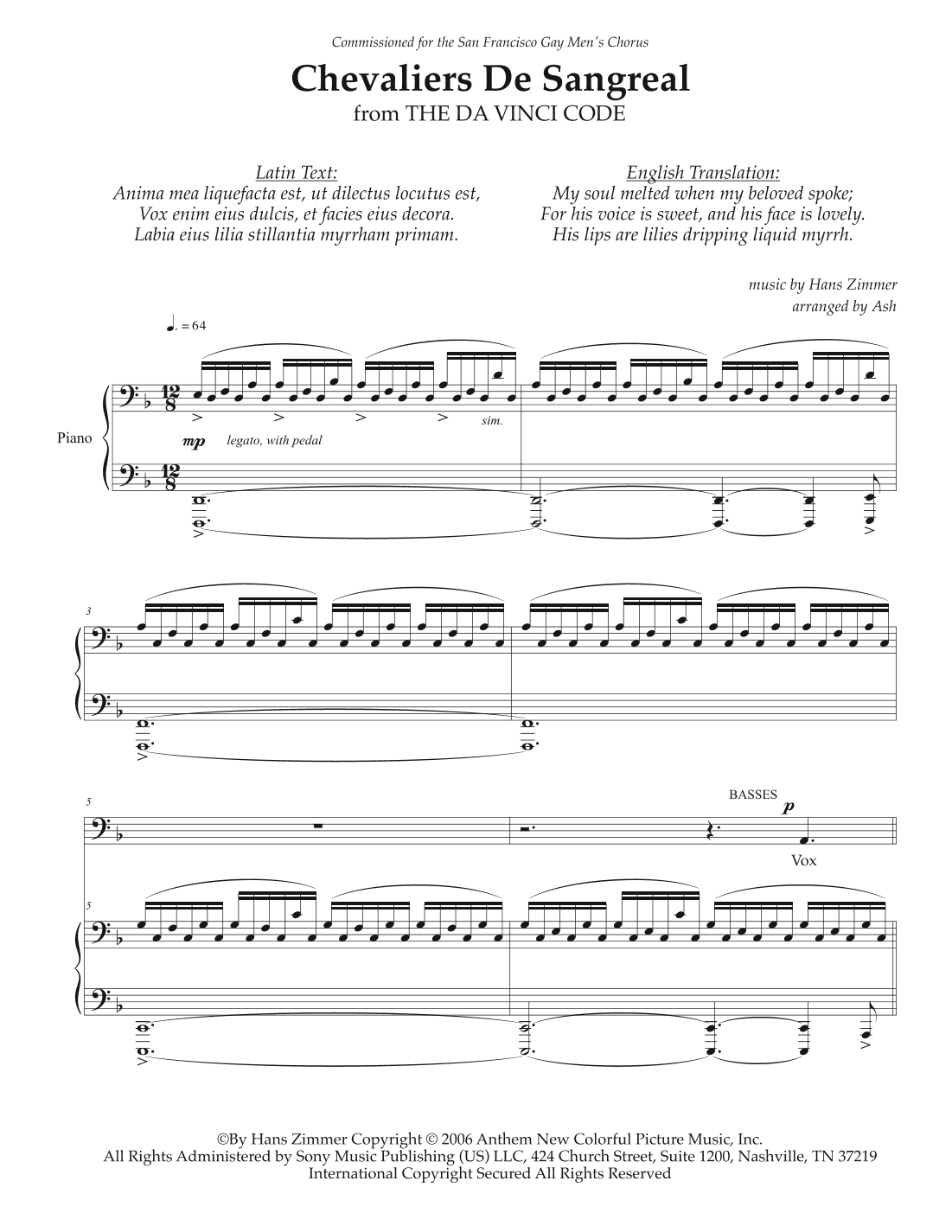 Chevalier De Sangreal (arr. Ash)