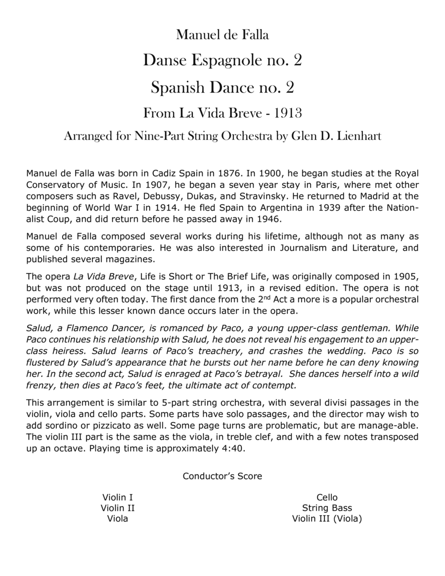 Danse Espagnole no. 2/Spanish Dance no. 2 (arr. Glen D. Lienhart)