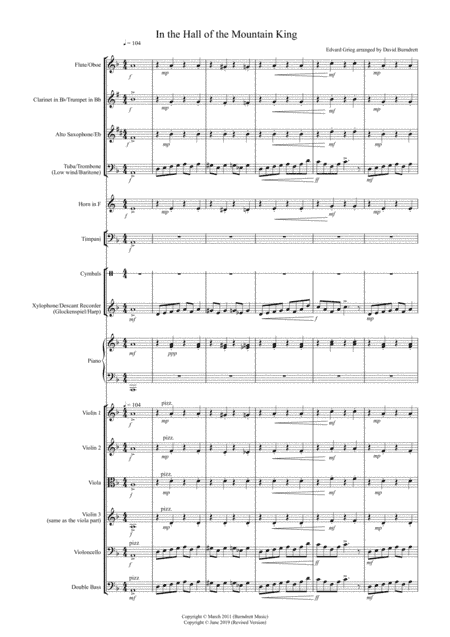 In the Hall of the Mountain King for Flexible School Ensemble/Orchestra (arr. David Burndrett)