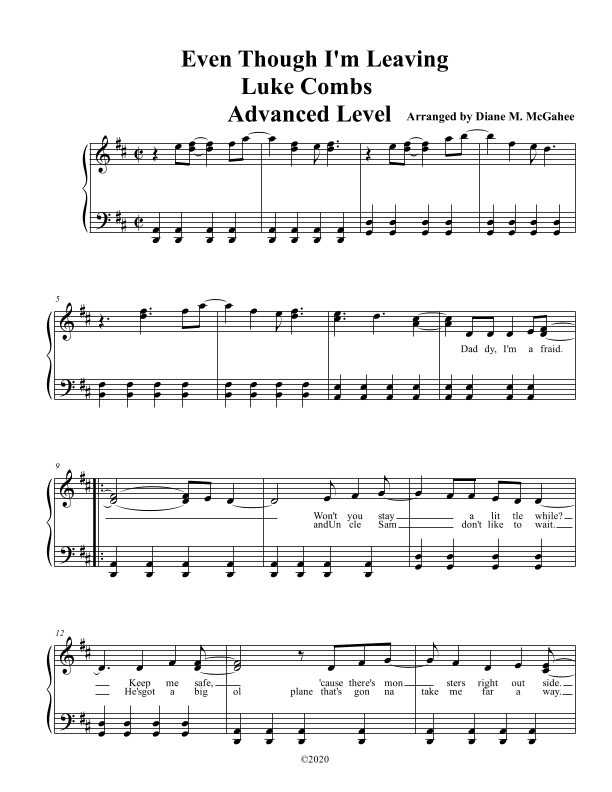 Even Though I'm Leaving (arr. Arranged by Diane M. McGahee)
