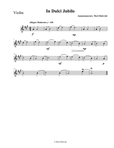 In Dulci Jubilo: violin/pno (arr. Meri Dolevski)