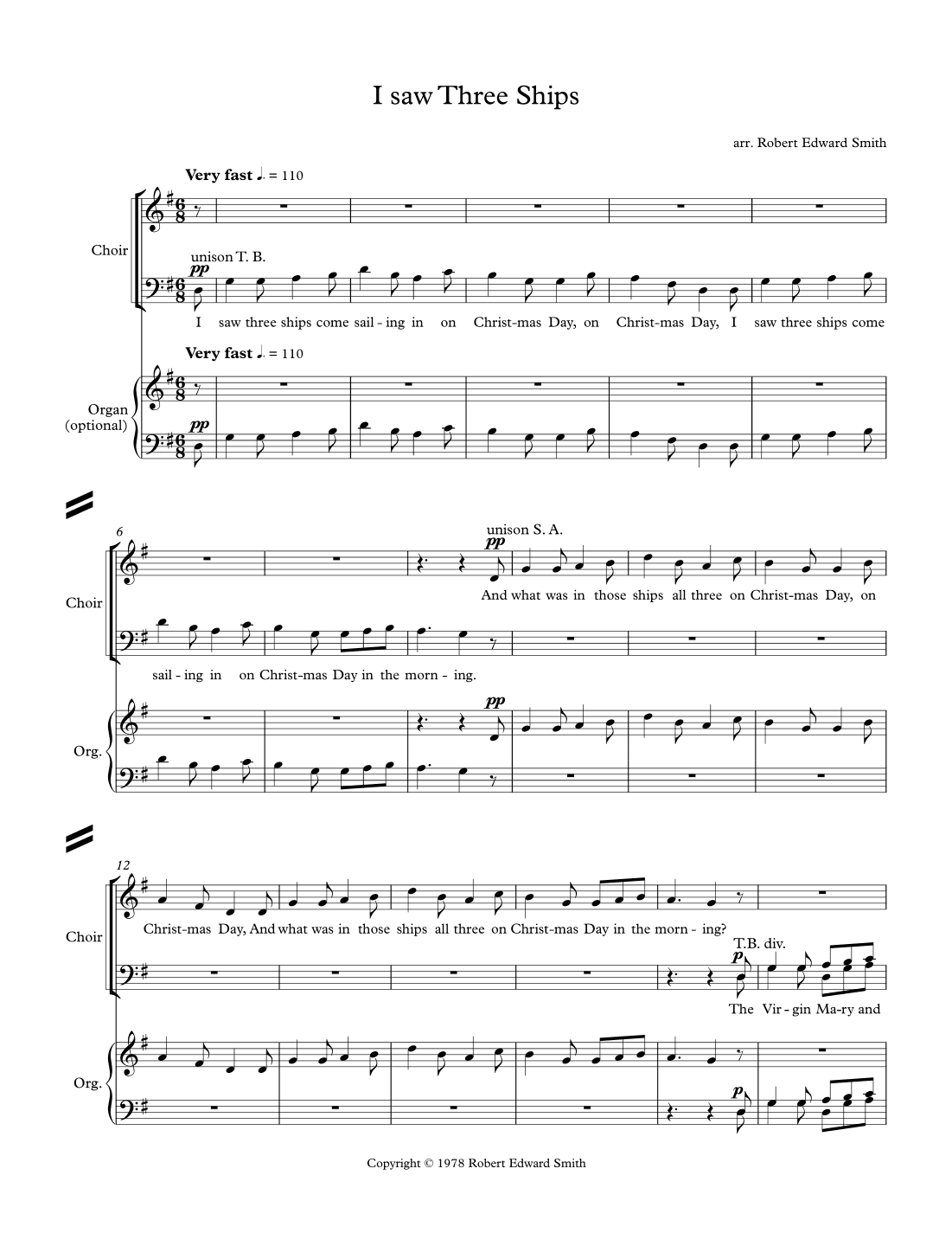 I Saw Three Ships (arr. Robert Edward Smith)