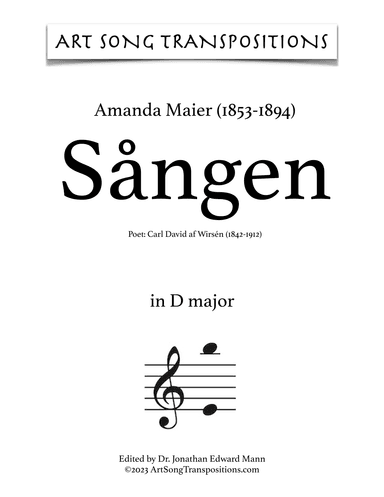 MAIER: Sången (transposed to D major) (arr. ArtSongTranspositions.com)