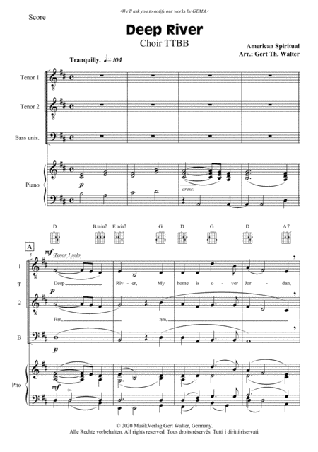 Deep River (arr. Gert Th. Walter)