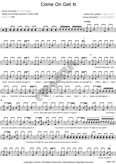 Come On Get It (arr. COPYDRUM)
