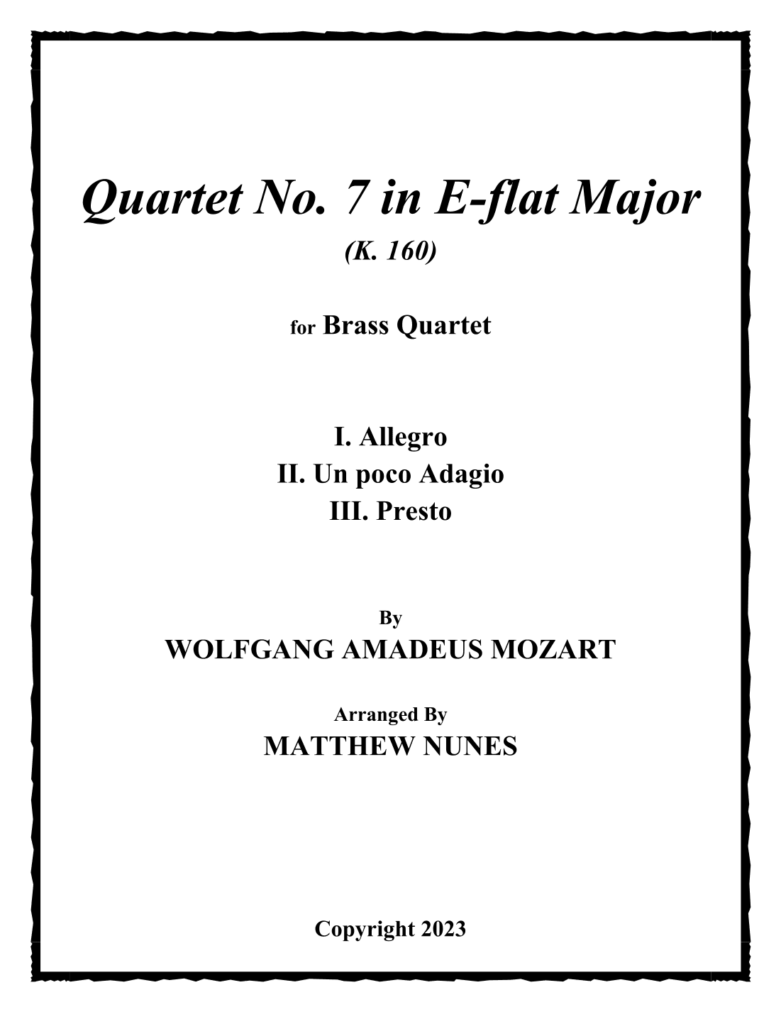 Quartet No. 7 (arr. Matthew Nunes)