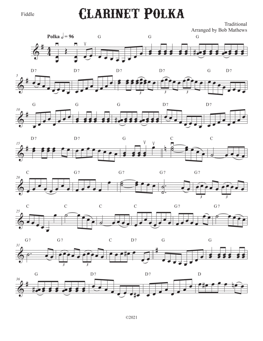 Clarinet Polka for Fiddle Solo (arr. Bob Mathews)