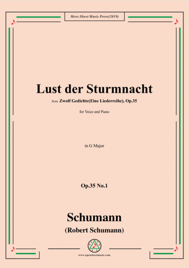 Schumann-Lust der Sturmnacht,Op.35 No.1 in G Major,for Voice&Pano (arr. MSM)