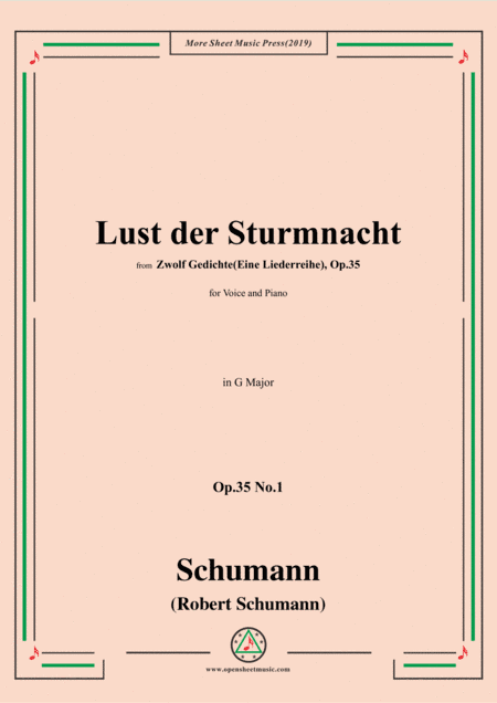 Schumann-Lust der Sturmnacht,Op.35 No.1 in G Major,for Voice&Pano (arr. MSM)