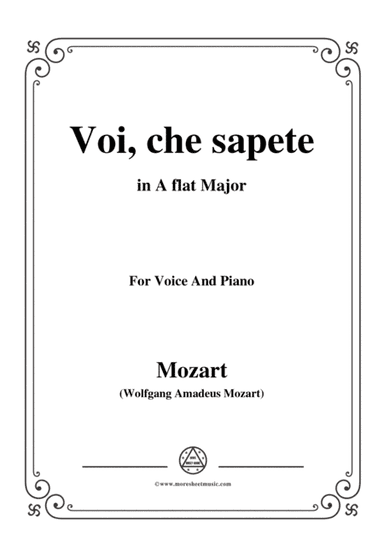 Mozart-Voi,che sapete,in A flat Major,for Voice and Piano (arr. MSM)