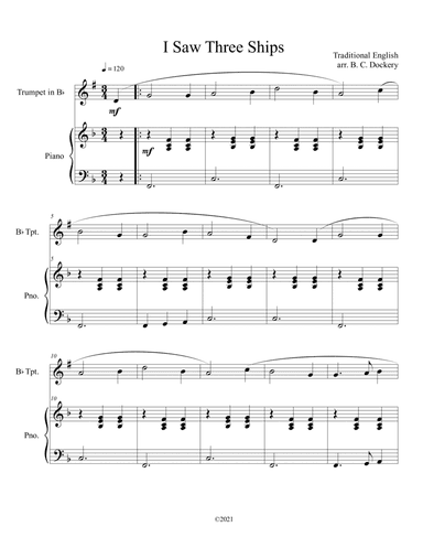 I Saw Three Ships (Trumpet Solo with Piano Accompaniment) (arr. B. C. Dockery)